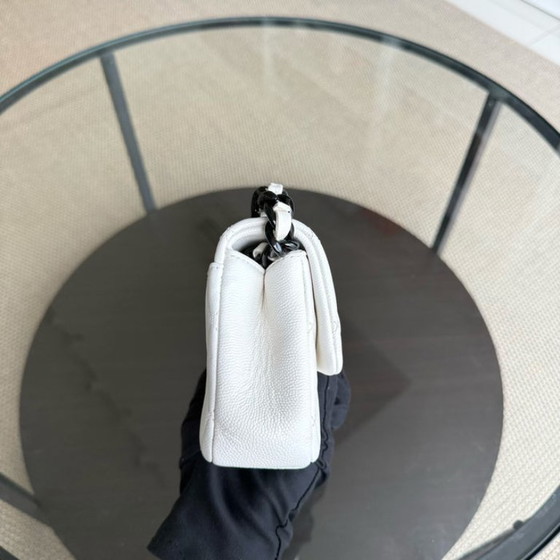 Image 1 of Chanel Seasonal Flap Mini - 20CM Caviar My Everything Bag Quilted Grained Calfskin White Calfskin Black Hardware Series 3