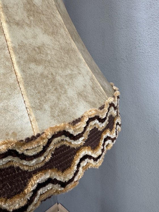 Image 1 of Vintage standing lamp with classic shade and wooden base