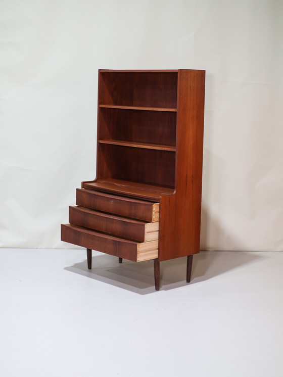 Image 1 of Boekenkast Secretaire Lades Vintage Deens Teak