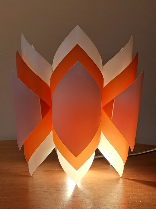 Vintage Pendant Lamp – 1970s Design – Plastic – Orange/White – Very Good Condition