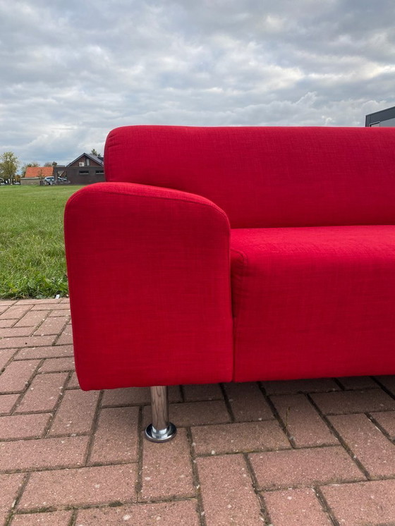 Image 1 of Canapé d'angle en tissu rouge