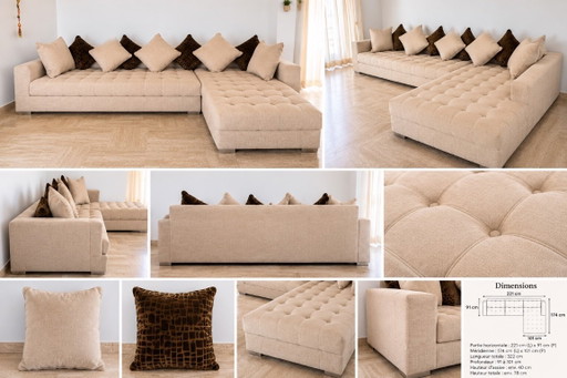 High-end custom-made corner sofa, 322 cm - Exceptional condition – hoekbanken, Textile