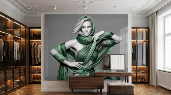 Image 1 of Quadro di lusso: sensuale ritratto di donna, stampa artistica su vetro acrilico, 180 × 105 cm.