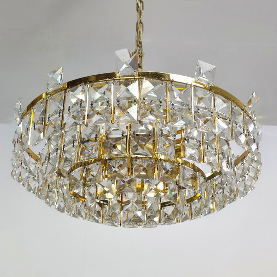 Image 1 of Lámpara de araña PALWA de cristal y latón, modelo XL, de mediados de siglo (años 70).