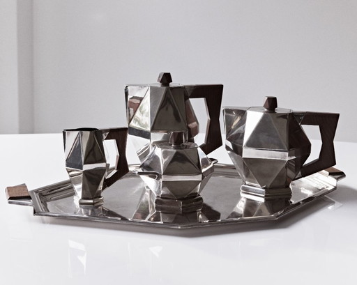 5-piece Art Deco coffee and tea service set, silver-plated, VULCAIN Extra Blanc