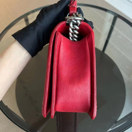 Image 1 of Chanel Calfskin Boy Handle New Medium 28CM Quilted Leboy Palladium Silver Hardware Series 23