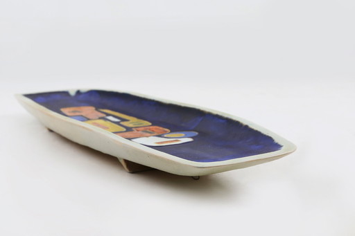 Mid-Century Elongated Glazed Ceramic Bowl, Belgium 1960s