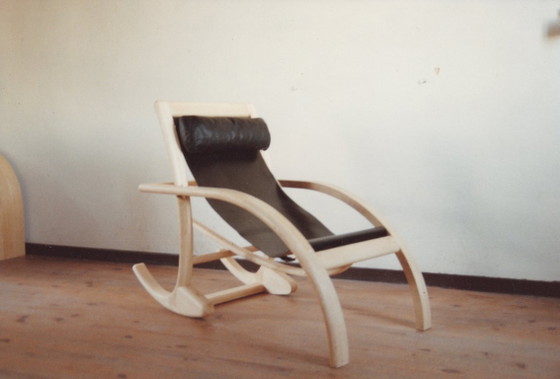 Transat Design Sessel – Kreation 1990/91 – Originalstück – Bernard Bouchault, Leder, Holz (photo 8 of 9)