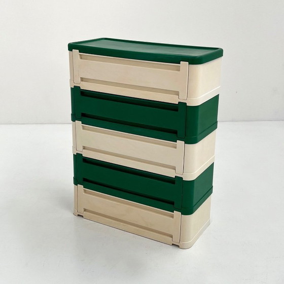 Image 1 of Cassettiera verde e bianca modello 4964 di Olaf Von Bohr per Kartell, anni &#39;70