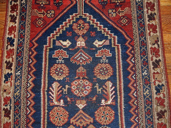 Image 1 of Alfombra persa Shiraz antigua hecha a mano, 97 cm x 180 cm (3,2' x 5,9'), década de 1920 - 1B223