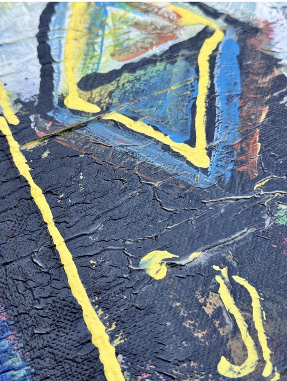 Image 1 of Groot abstract schilderij van Jan Wille uit 1978.