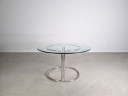 Original Midcentury dining table glass table chrome Space Age 1980