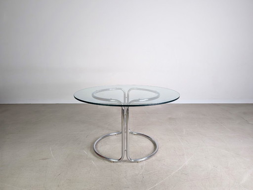 Original Midcentury dining table glass table chrome Space Age 1980