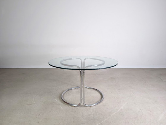 Image 1 of Original Midcentury dining table glass table chrome Space Age 1980