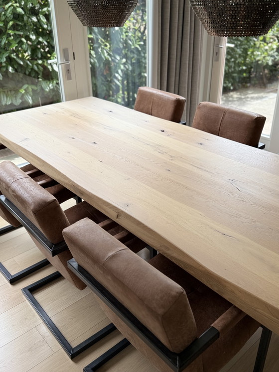 Prachtige Gardo Boomstamtafel 240 Cm + 6 Luxe Contiro Stoelen – Als Nieuw! – Eetkamerset, Wood (photo 3 of 15)