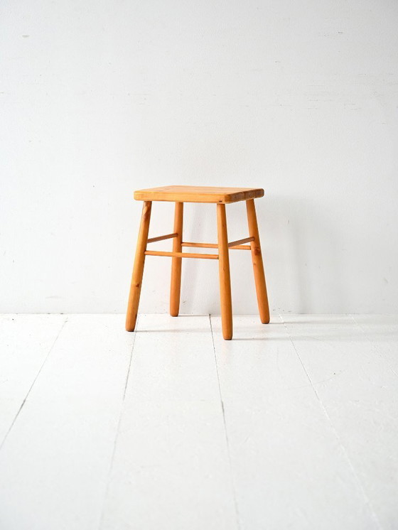 Image 1 of Skandinavischer Eichenholzhocker aus den 1950er Jahren