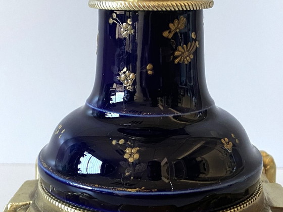 Image 1 of Lámpara de aceite francesa antigua, finales del siglo XIX, Jean Ristelhueber, París, bronce