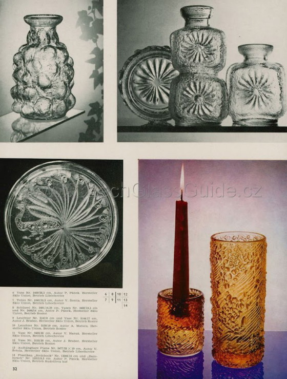 Image 1 of Schale aus Pressglas aus der Mitte des 20. Jahrhunderts: Kvety-Blumenmuster von Pavel Panek / 1973