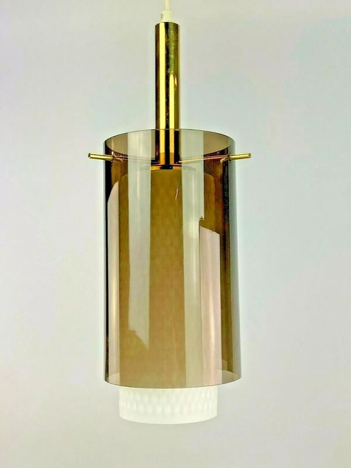 60er 70er Jahre Lampe Leuchte Deckenlampe Lamp Messing Glas Space Age Design 60s