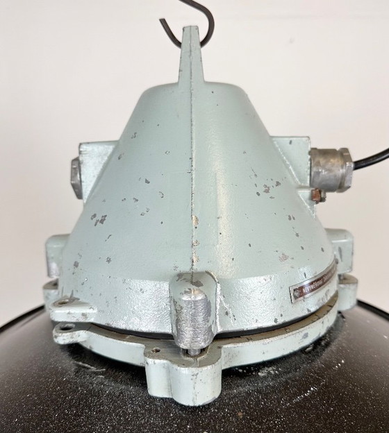 Image 1 of Grey Cast Aluminium Explosion Proof Lamp with Enameled Shade, 1970s