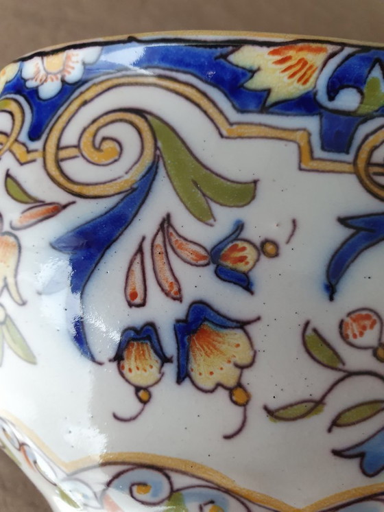 Image 1 of Desvres antica giardiniera - Fourmaintour Frères - dipinta a mano