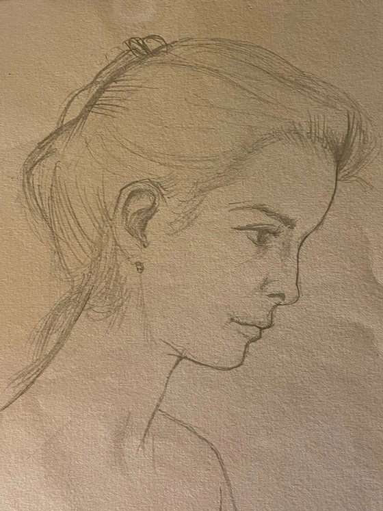 Maurice Stoppani – Bare-breasted Young Girl – Original Drawing 1986 – 31x24 cm – Paintings & Drawings, Paper (photo 5 of 5)