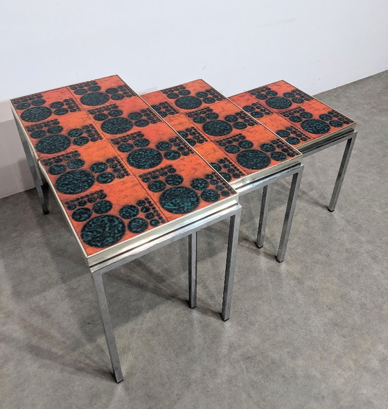 Image 1 of Three space-age nesting tables