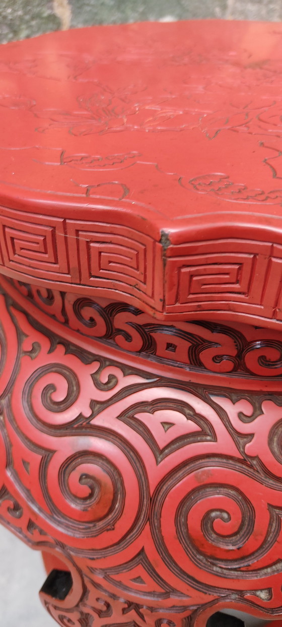 Image 1 of Chinese red cinnabar stool