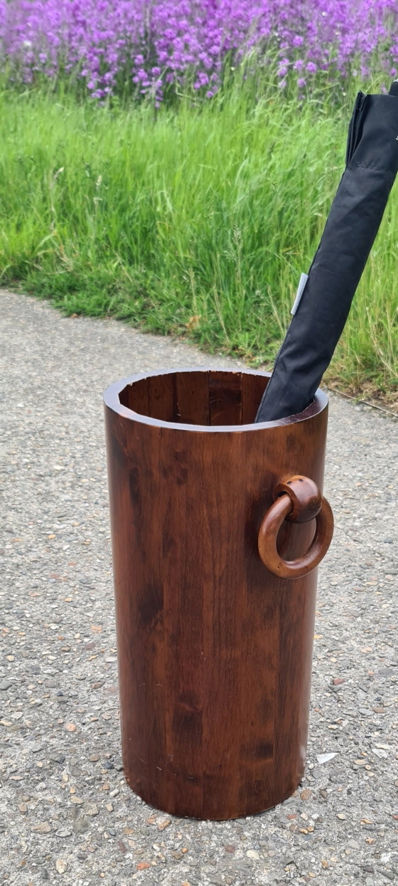 Image 1 of Vintage Wooden Umbrella Stand Brutalist '50s