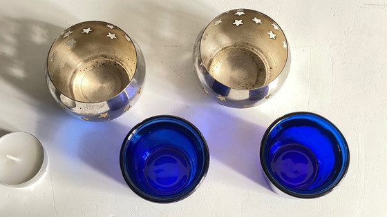 Image 1 of PHOTOPHORES Métal Argenté et Etoiles