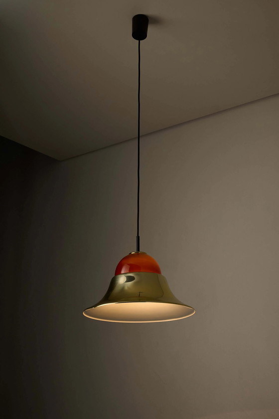 Lampada a Sospensione in Ottone e Vetro Ambra Modello 7563 di Cosack, Cosack Leuchten, Plafoniere, Dorato (foto 7 di 7)
