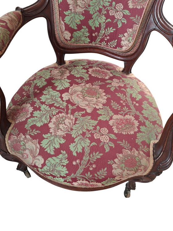 Image 1 of Pair of Vintage Armchairs - Louis XV Style (1960s) in Fine Cherry