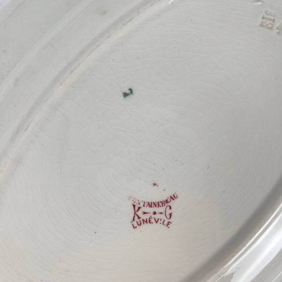 Image 1 of Piatto ovale in gres porcellanato KG Lunéville, "Fontainebleau", rosa, XIX secolo