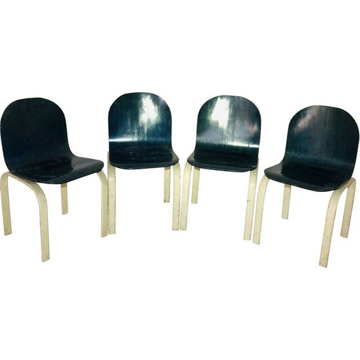 Set di 4 sedie vintage in legno e metallo