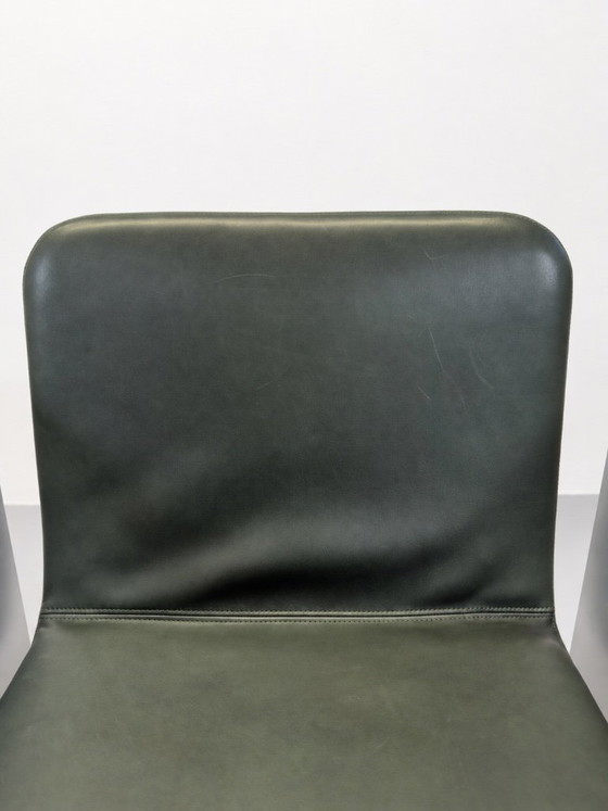 Set of 2 Flutz Cassina Chairs Michael Anastassiades Steel, Leather, Dining chairs, Green (photo 7 of 13)