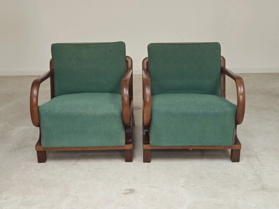 Pair of Art Deco green armchairs by Jindrich Halabala, Prague 1930 – Wood (photo 22 of 24)