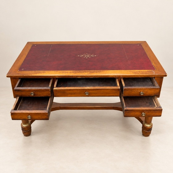 19th Century French Empire Style Mahogany Desk, Leather with Extensions, Wood, Brown (photo 3 of 9)