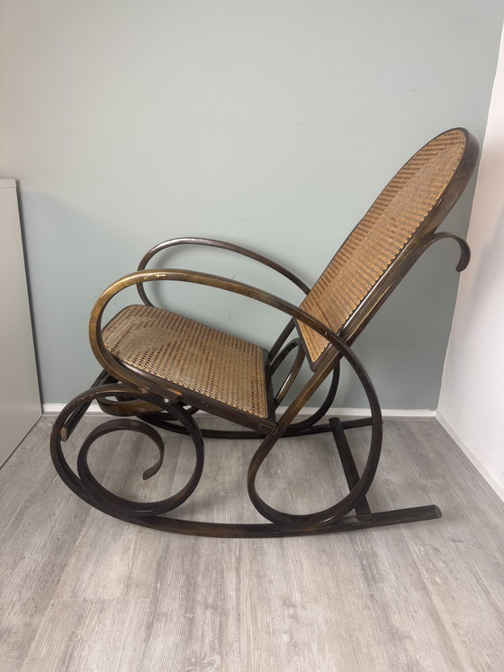 Image 1 of Thonet Style Rocking Chair with Rattan
