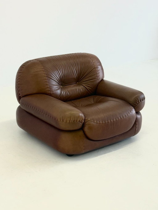 Fauteuil Sapporo en cuir brun foncé pour Mobil Girgi