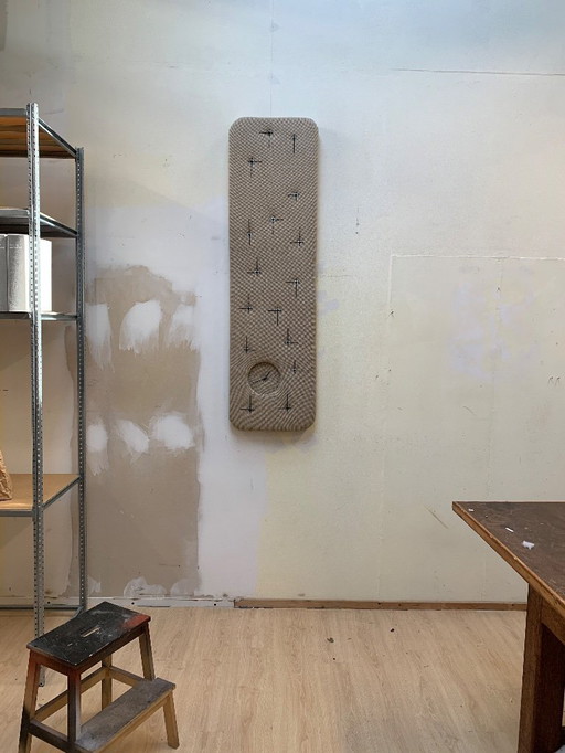 Sculptural wall clock "Time as pattern" - upholstered