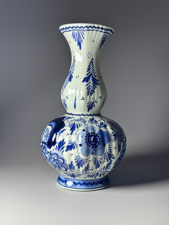 Image 1 of Elegant Hand-Painted Delftware Vase