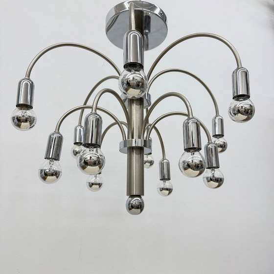 Image 1 of Lampada da soffitto vintage in ottone cromato di Sciolari, anni '70