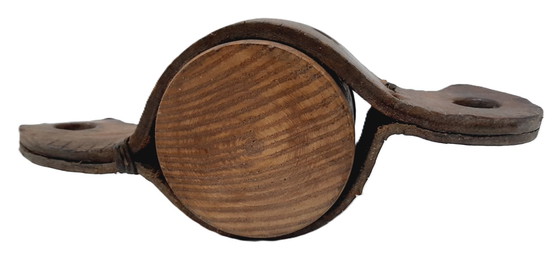 Image 1 of Tazza vintage in legno con borsa in pelle