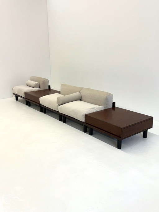 Italian modular sofa with coffee table set in Japandi Style