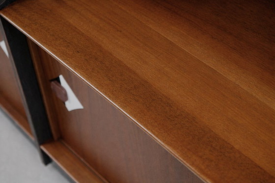 Image 1 of Vintage Deens teakhouten dressoir uit het midden van de 20e eeuw met handgeschilderd patroon, jaren 1950