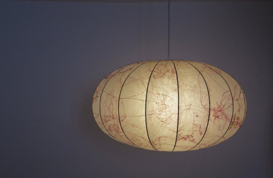 Image 1 of Italian Coccoon Pendant Lampshade Mid Century Modern Resin Large Hanging Light Vintage 1960s