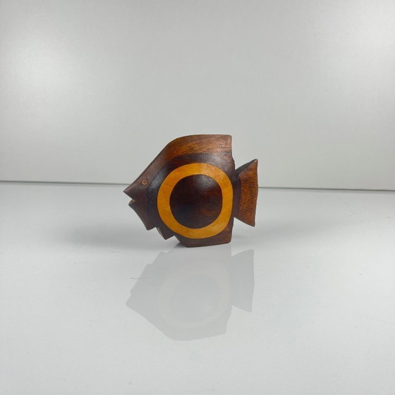 Image 1 of Kleine Fischstatue aus exotischem Holz, Mid-Century Modern