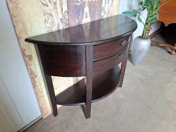 Image 1 of Table d'appoint coloniale en teck, console murale, dimensions : 110 x 40 cm et 79 cm de hauteur.