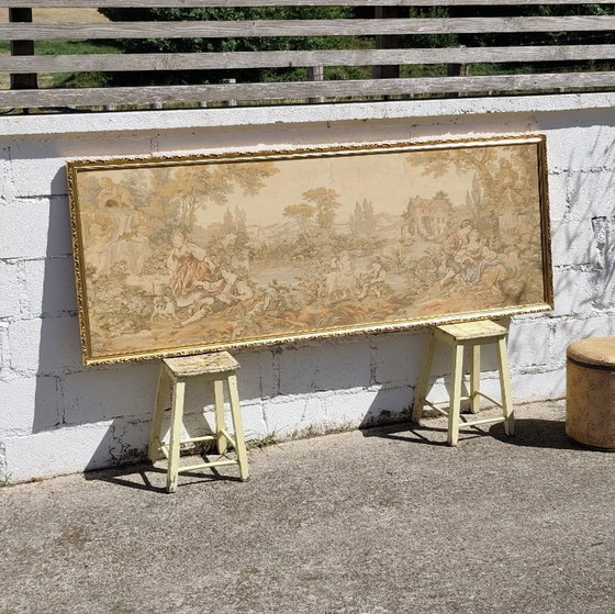 Image 1 of Large French Tapestry (Gobelin) -1950s-Traditional Spring Scene - Rococo Style
