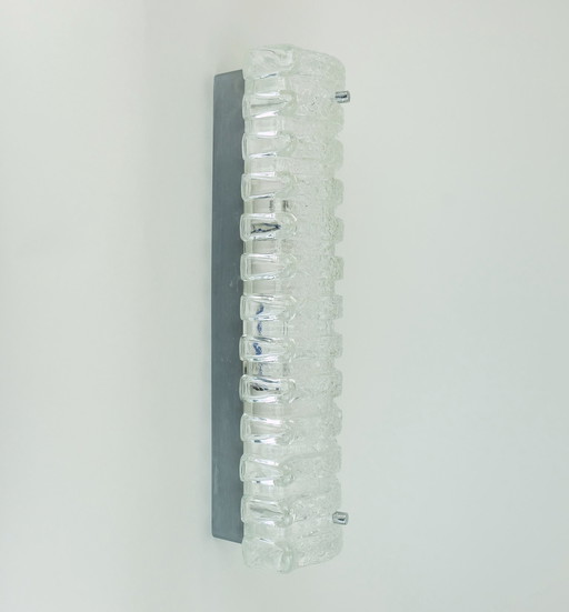 limburg mid century ice glass sconce wandleuchte modell A 256 a 2348 klar glas und metall 1970er